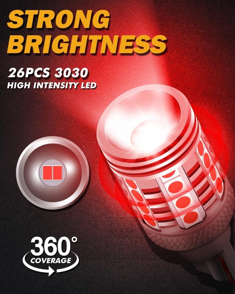 921 912 LED Bulbs Cargo Light High Mount Stop 3rd Brake Light Combo, White & Strobe Red Kit | 4 Bulbs