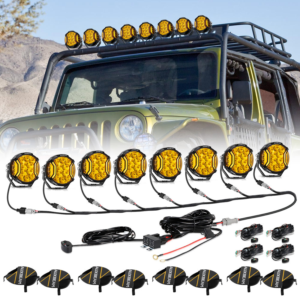 Serie V-ULTRA | Luces de cápsula ámbar con tirador lateral LED de 5 pulgadas y 172 W con DRL ámbar