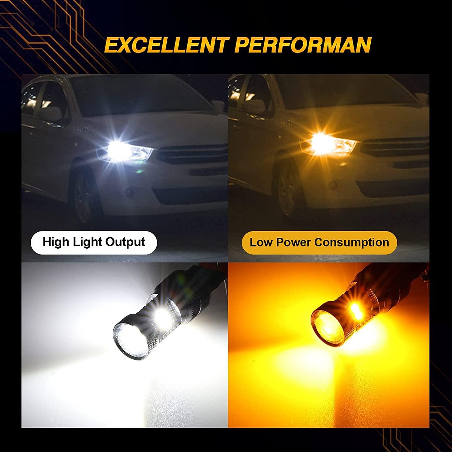 For 2016-2020 Toyoto Tacoma 7443/T20 DRL&Turn Signal Light Dual Color Lighting Switchback White&Amber