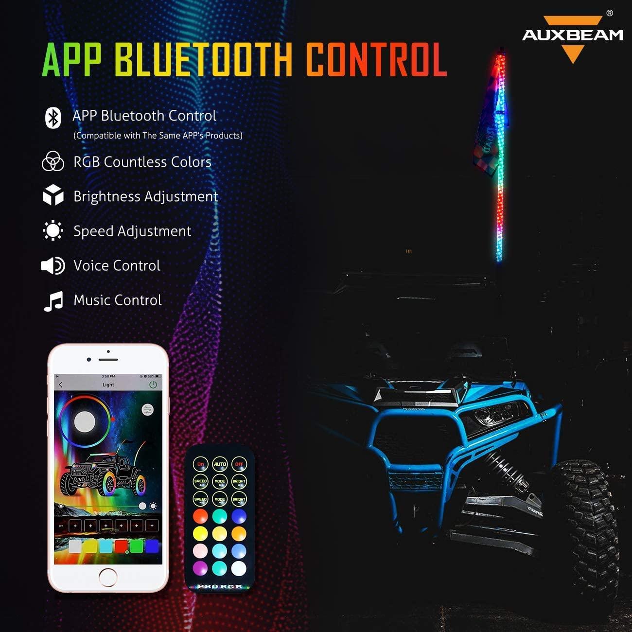 3FT/4FT LED RGB Whip Lights & Rear Pillar Flagpole Light Brackets Combo for Can-Am Maverick X3