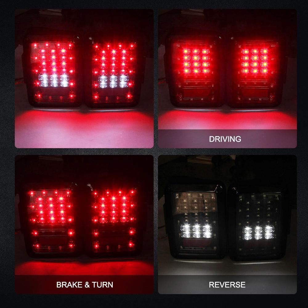 Remplaçant de Phare LED 7'' avec Halo + Feux Anti-Brouillard LED 4'' + Feux Arrière Fumés LED + Clignotants & Feux de Garde pour Jeep Wrangler JK