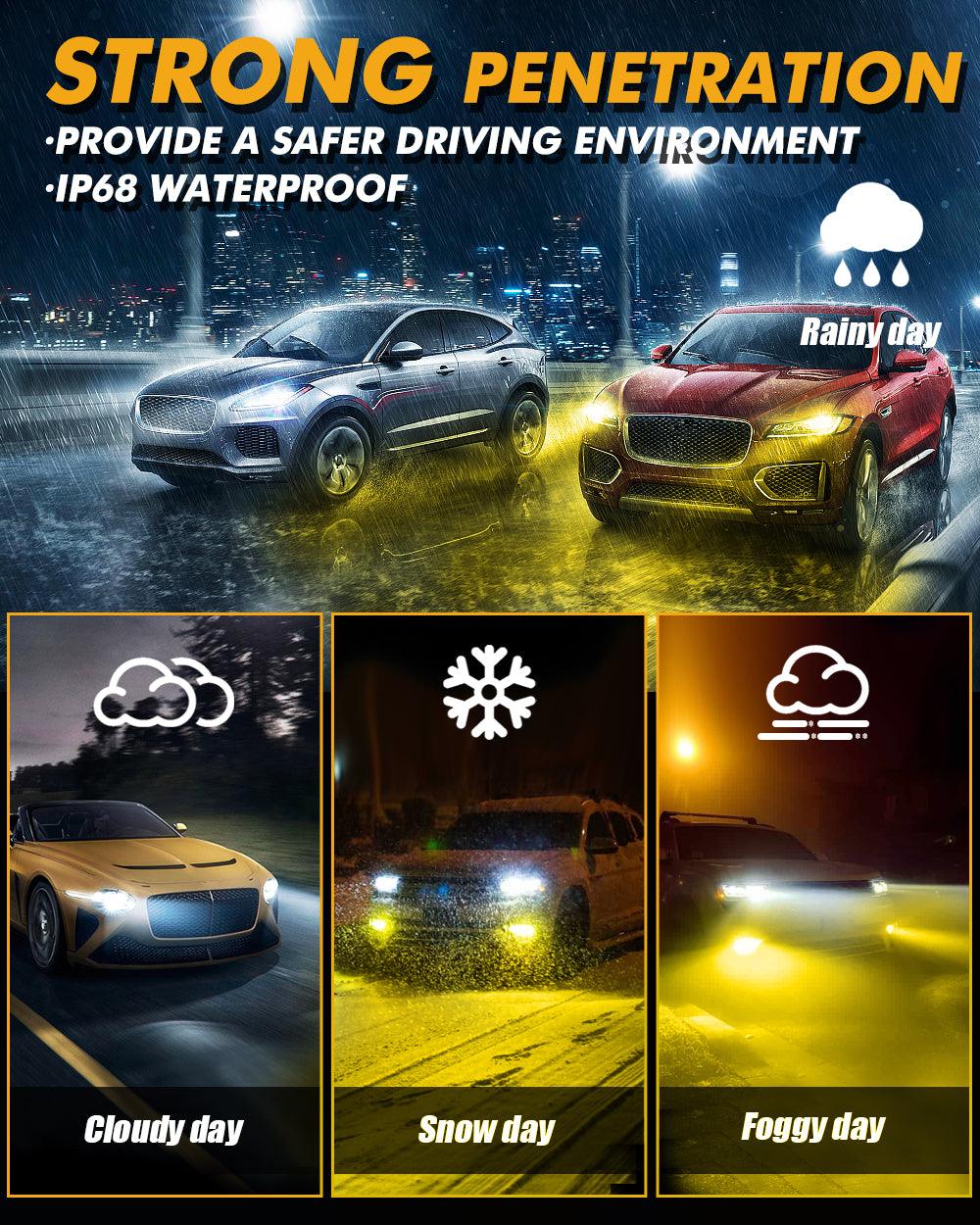 H7 LED Bulb Fog Lights/Low Beam Lights 110W 25000LM GX Bi-Color Series High Power & Brightness Dual Color Switchback | 2 bulbs
