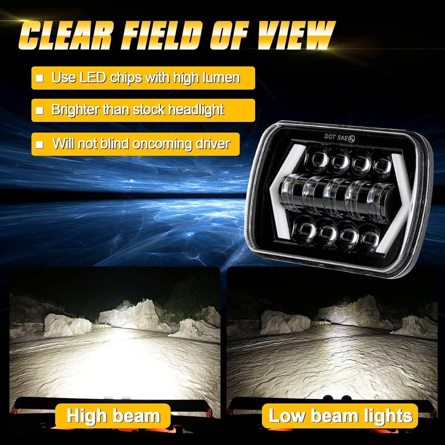Projecteurs LED 7x6 Pouces + Faisceau H4 Intensificateur pour Chevrolet Express 1500 2500 3500