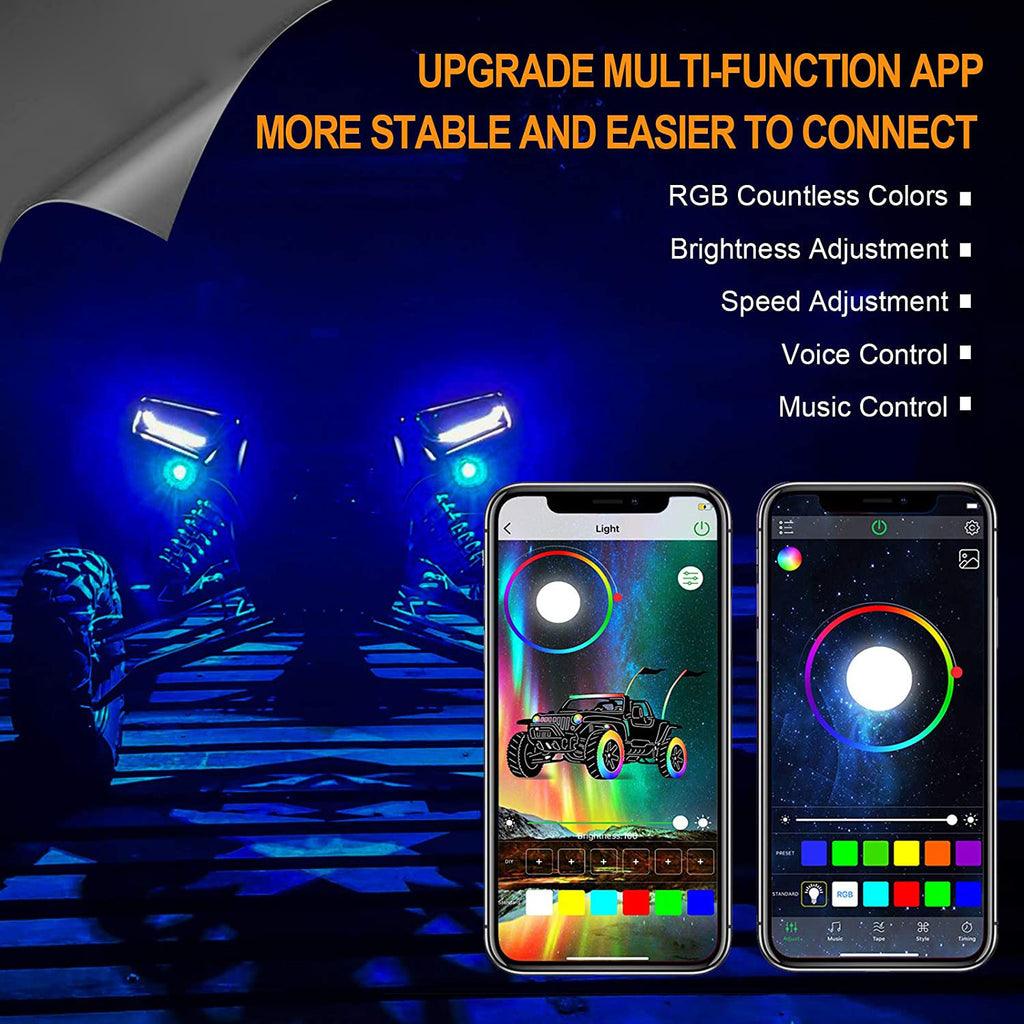 Dome Light UTV Interior Light Universal Roll Bar Cage Mount + RGB LED Rock Light Set for Polaris, Can-Am, UTV, ATV, Off-road Vehicle