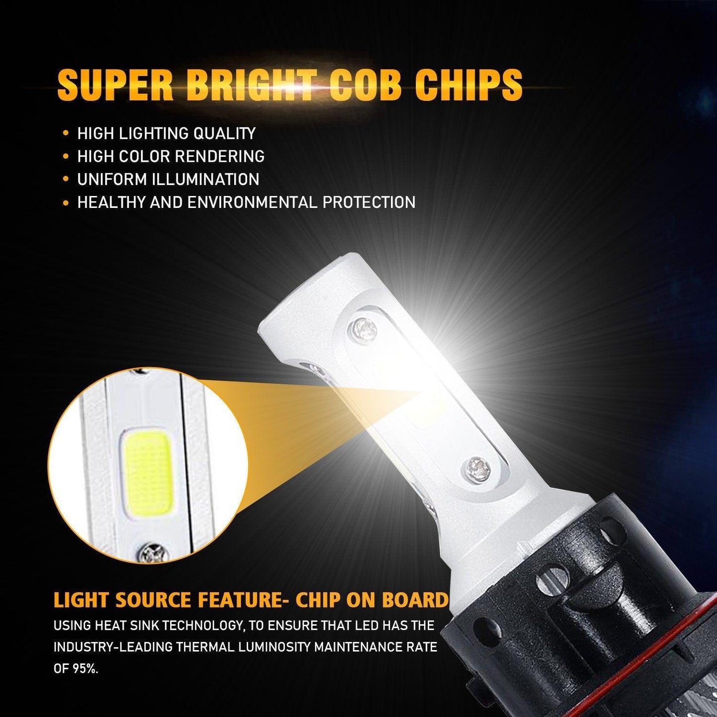 Bombillas de faros LED H13/9008 72W 8000ML Serie S2 Super Brightes COB 6500K Blanco frío | 2 bombillas