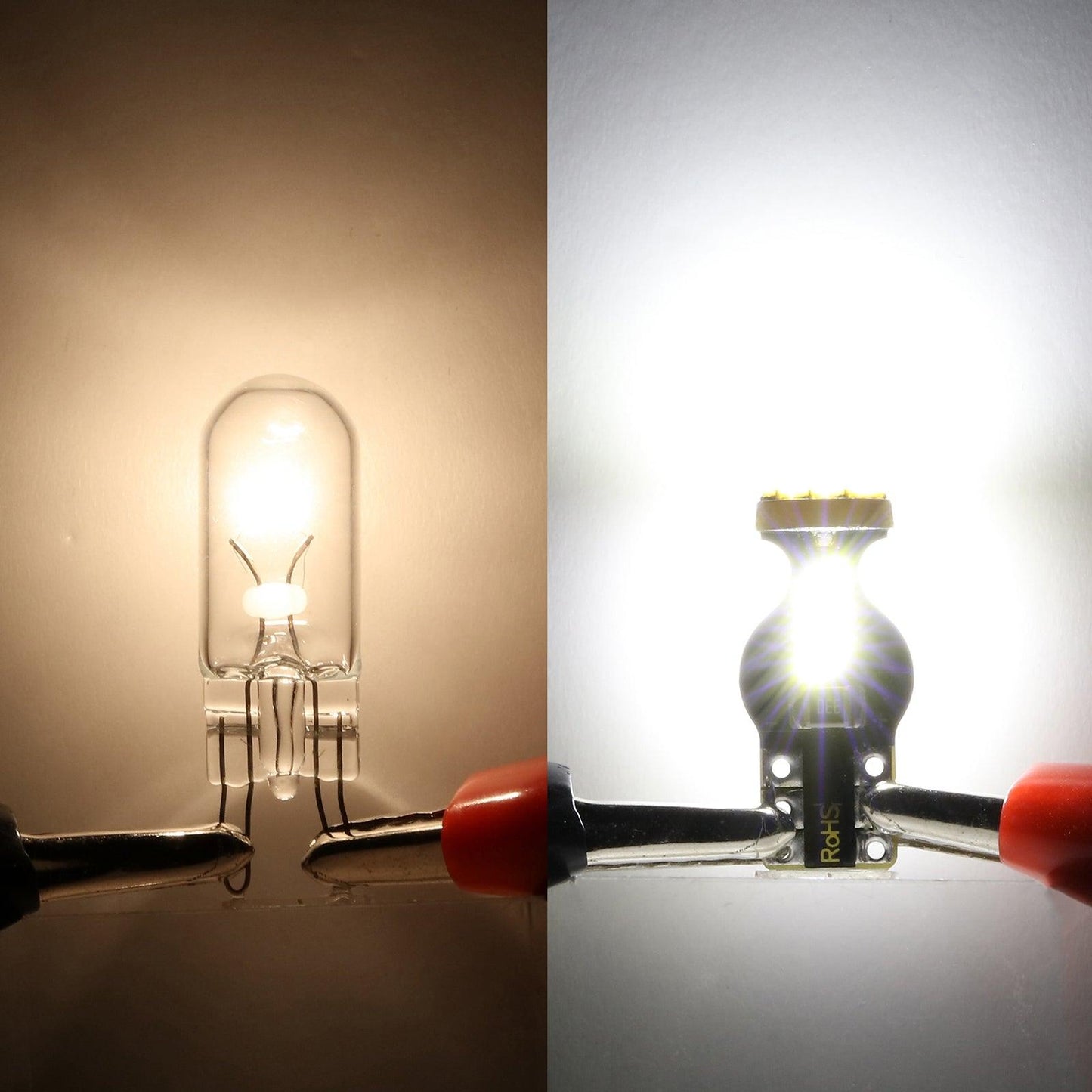 168 2825 W5W T10 LED Interior Light Bulbs 1.5W 300% Brighter 6500K White | 10 Bulbs