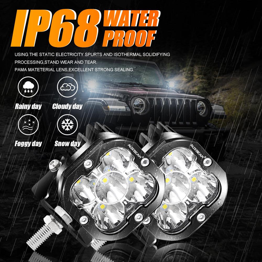 3 Inch LED Pods Lights with Additional Amber Covers & Fog Lamp Mounting Brackets (Vertical Fog Lamp) for Dodge Ram 1500 2013-2018