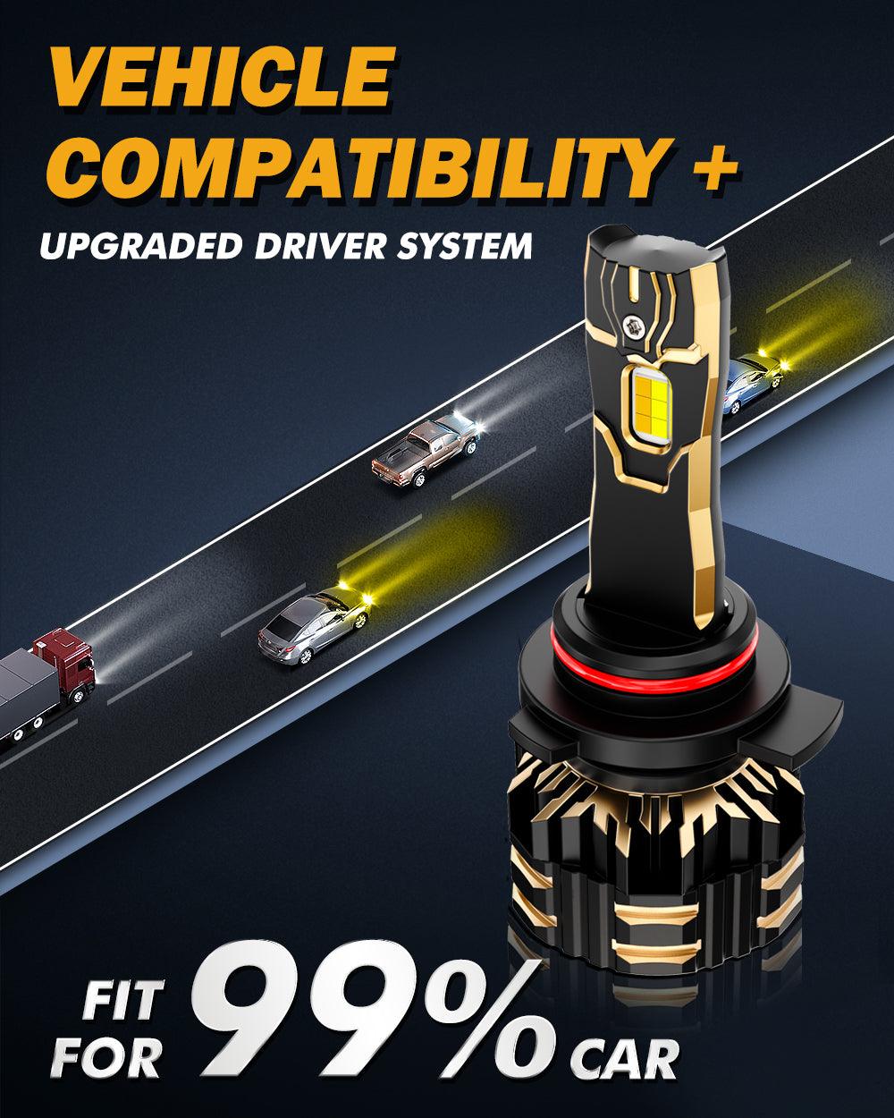 9012/HIR2 LED Headlight Bulbs 110W 25000LM GX Bi-Color Series High Power & Brightness Dual Color Switchback | 2 bulbs