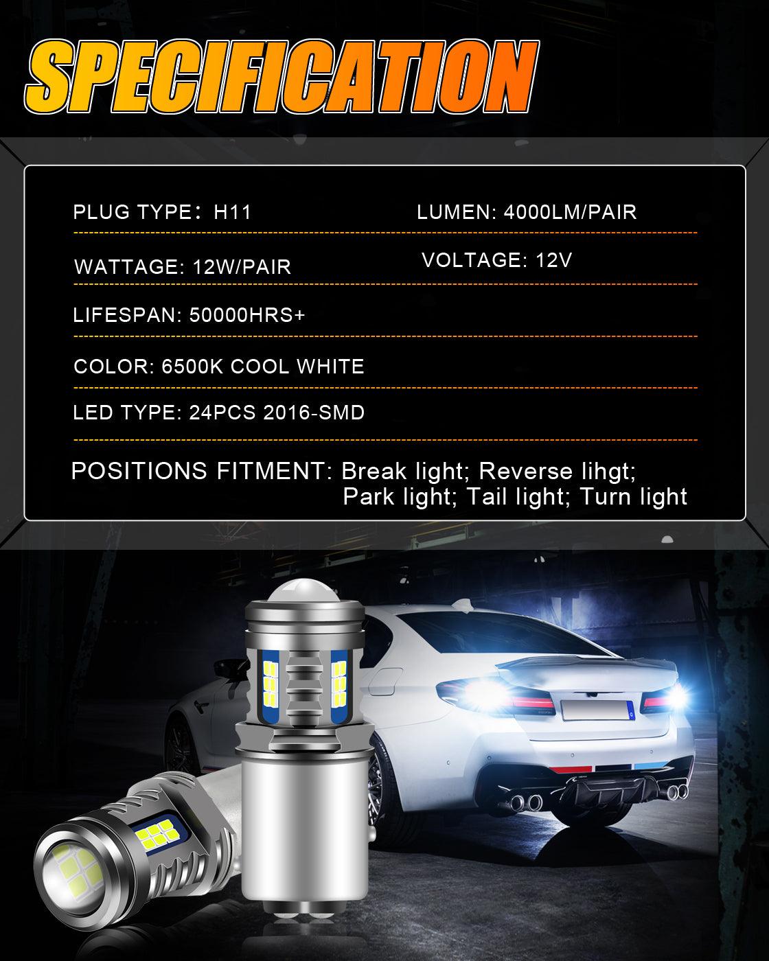 (2pcs/set) 1157/BAY15D Y2 Series 3-Sides Cool White LED Brake/Turn Single/Back-up/Side Maker/DRL