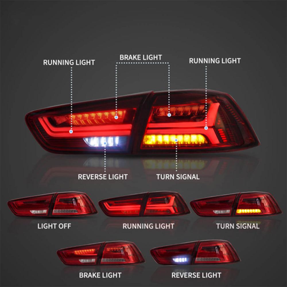 LED Tail Light Assembly With Sequential Turn Signal For 2008-2017 Mitsubishi Lancer & EVO X