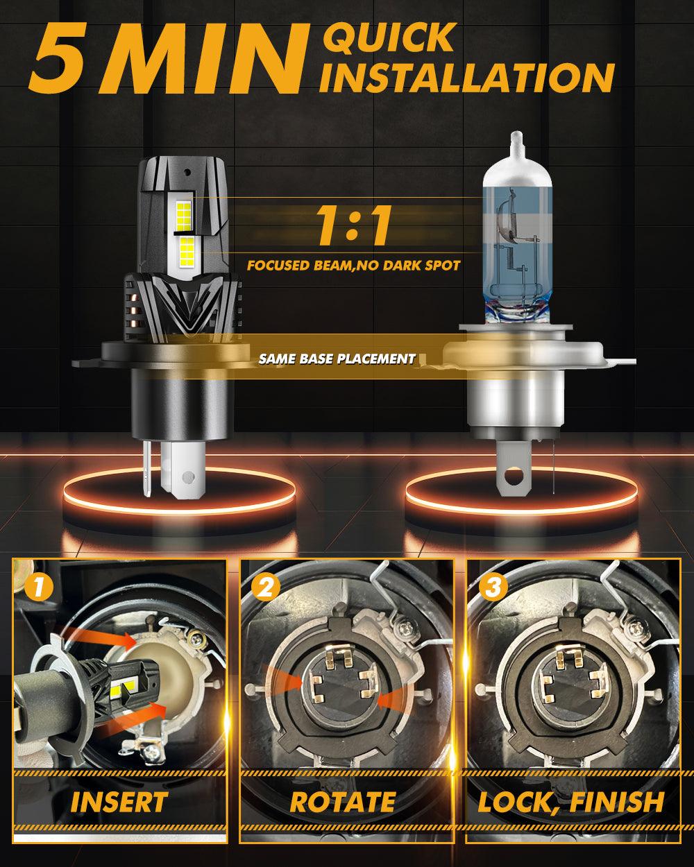 🆕H4/9003 LED Headlight Bulbs Q40 Series Ultra-High Brightness 120W 30000LM 6500K Cool White | 2 Bulbs