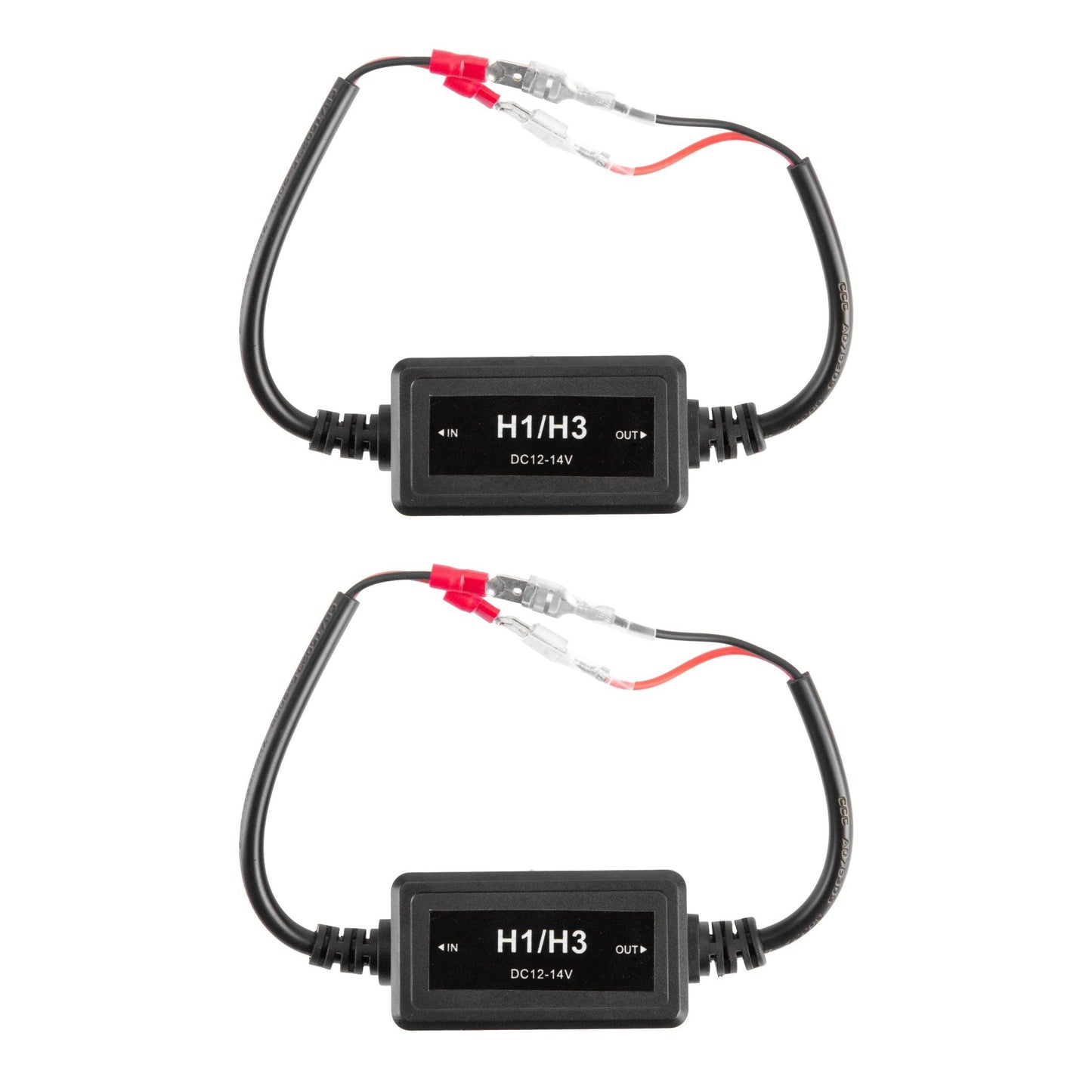 H1/H3 C10-Model Enhanced LED Headlight Bulbs Canbus Decoder Anti-flicker Hyper Flash No Warning Harness Resistor Conversion Kit 2pcs/set