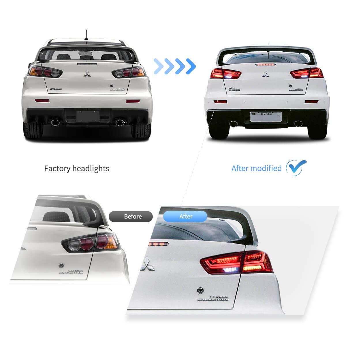 LED Tail Light Assembly With Sequential Turn Signal For 2008-2017 Mitsubishi Lancer & EVO X