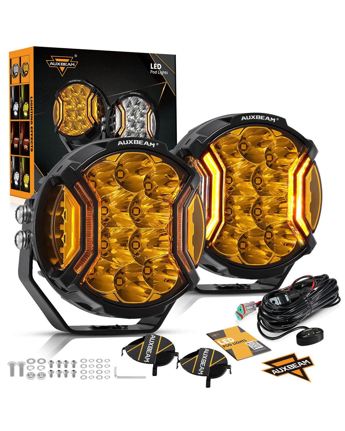 Serie V-ULTRA | Luces de cápsula ámbar con tirador lateral LED de 5 pulgadas y 172 W con DRL ámbar