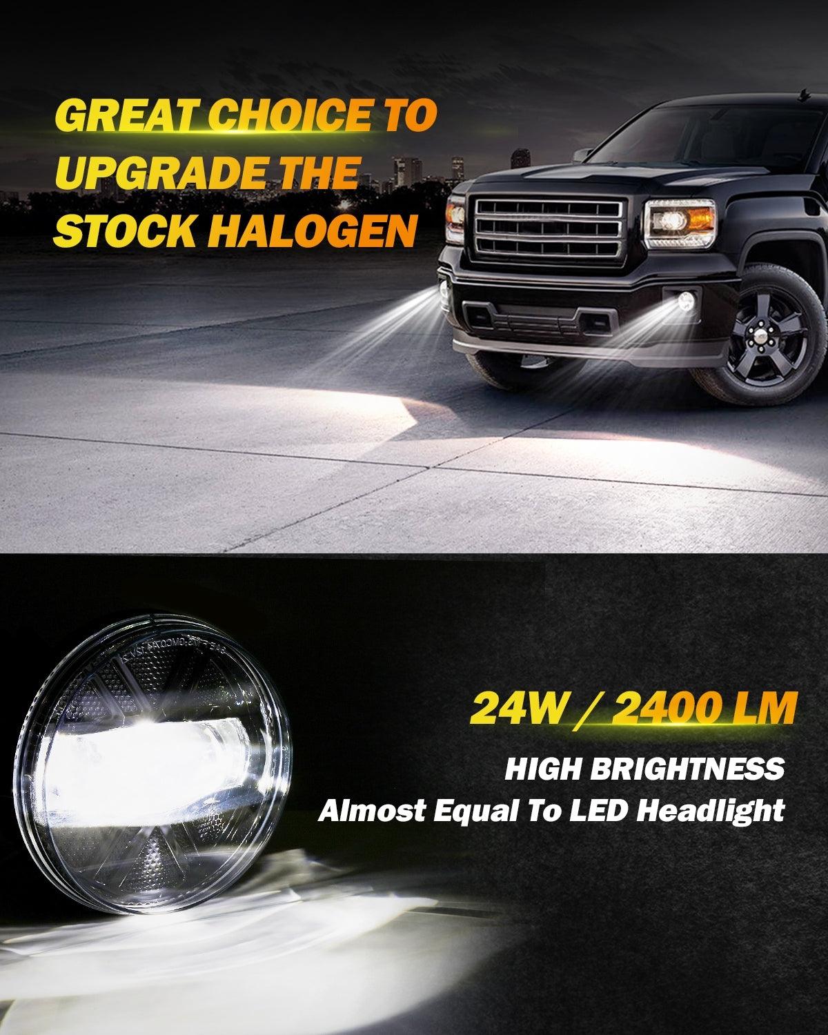 (2pcs/set) 48W LED Fog Lights DOT Approved For 2007-2013 GMC Sierra 1500 / 2007-2014 Sierra 2500HD 3500HD (Black)