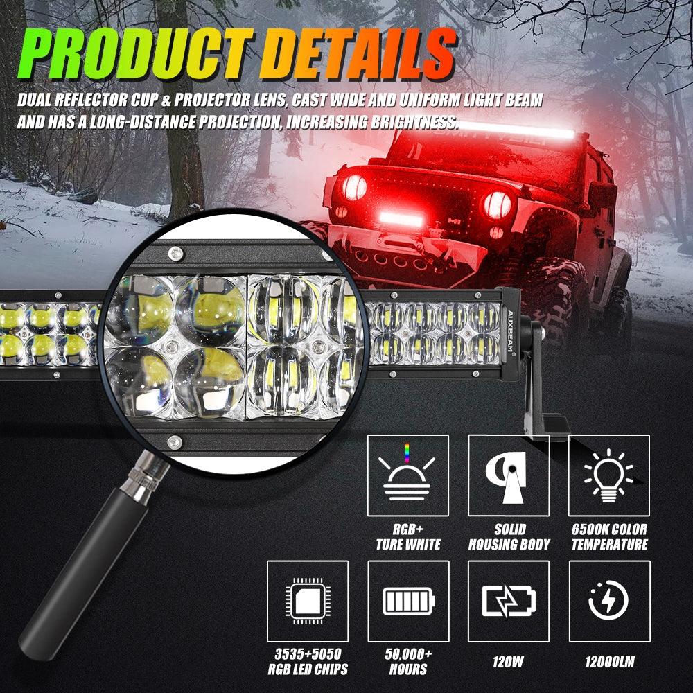 V-PRO Series 22 Inch RGBW Color Changing Double Row Off Road Led Light Bar