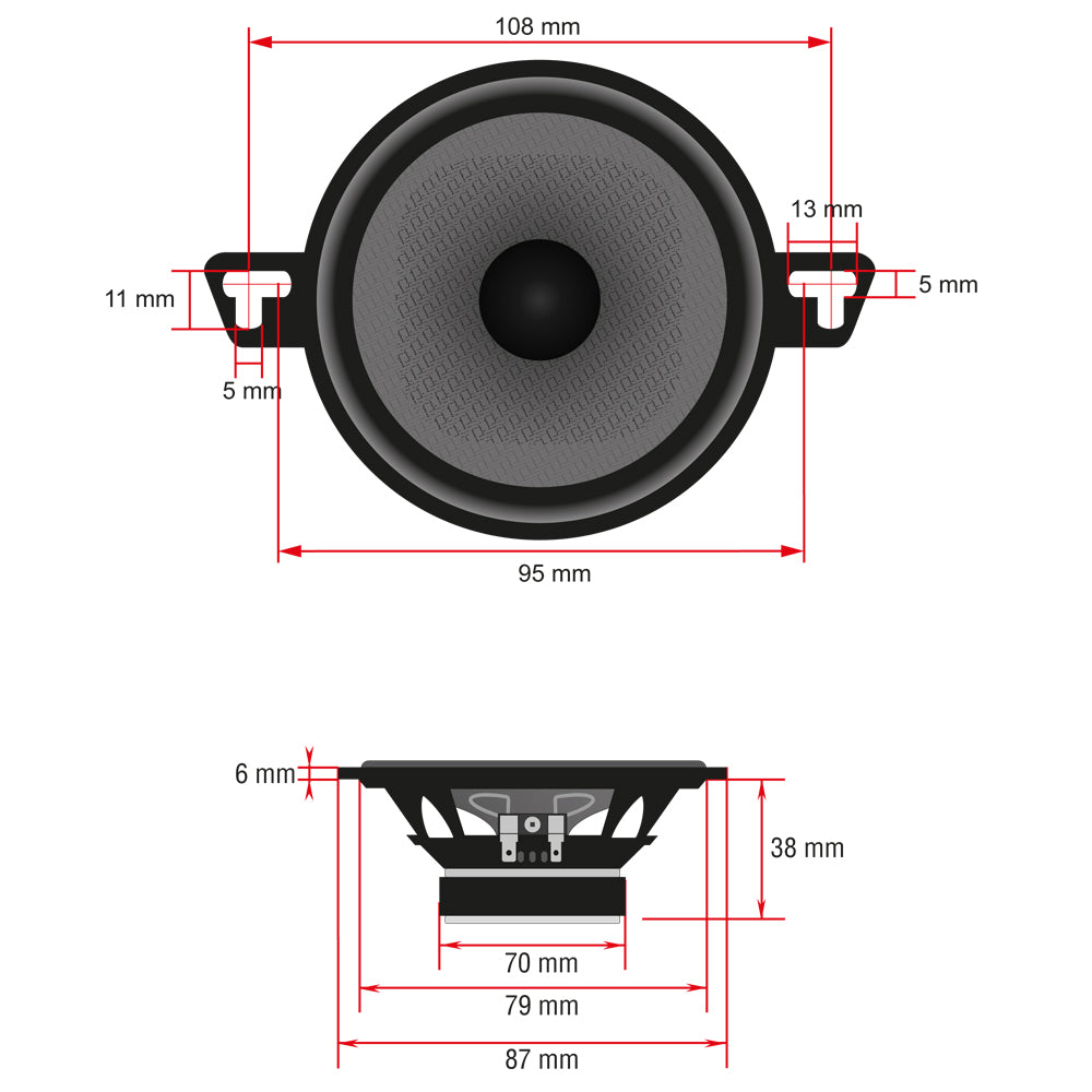 AMPIRE 87mm 2-Way Speaker without Grille
