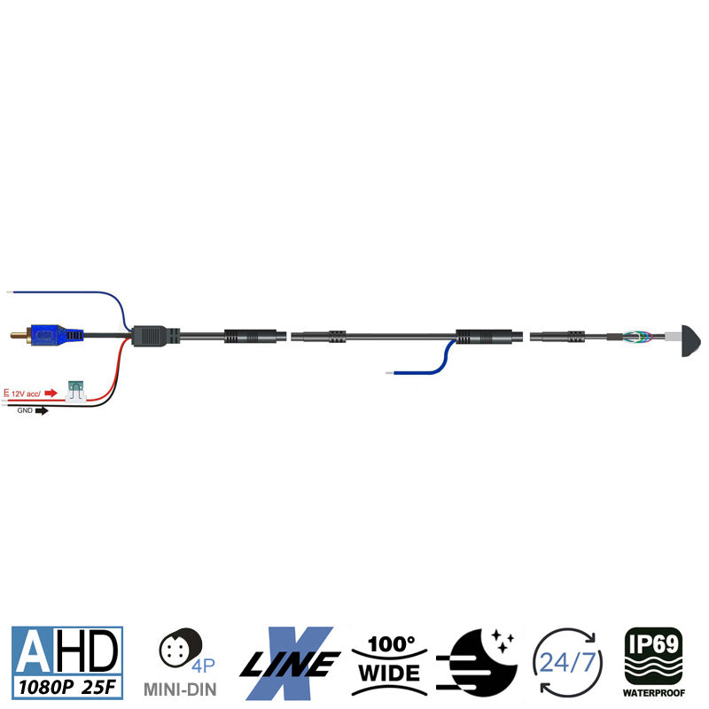 AMPIRE Mini reversing camera (AHD), 100°