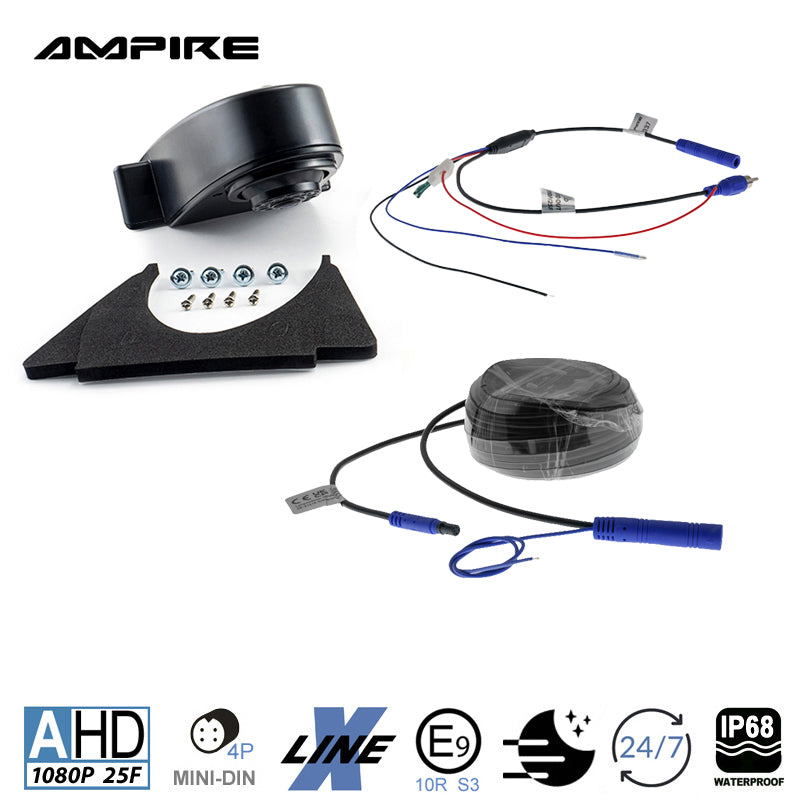 AMPIRE rear view camera (AHD), 95°, 35.5mm, universal, black