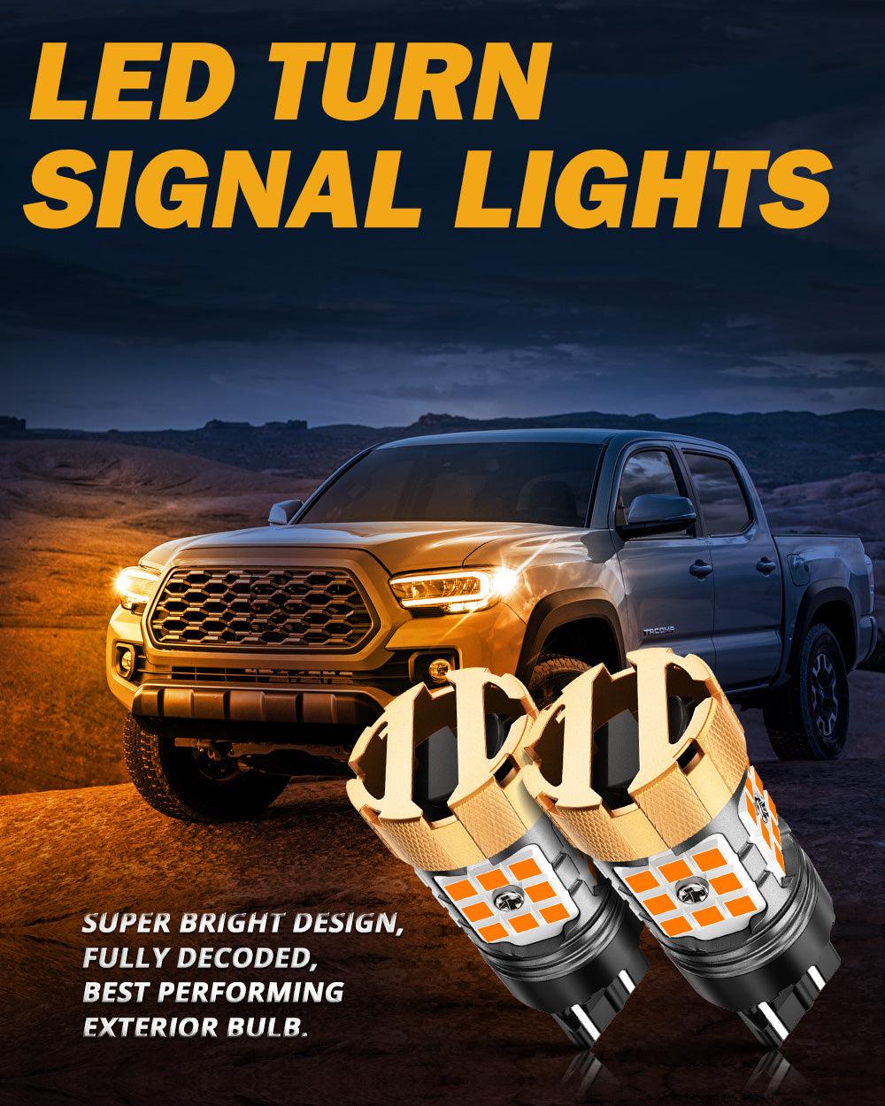 🆕T20 7443 7440 LED Turn Signal Light Rear/Front, Side Maker Light Bulbs 50W 4000LM CAN-Bus Error Free 3000K Amber B21-PRO Series |2 Bulbs