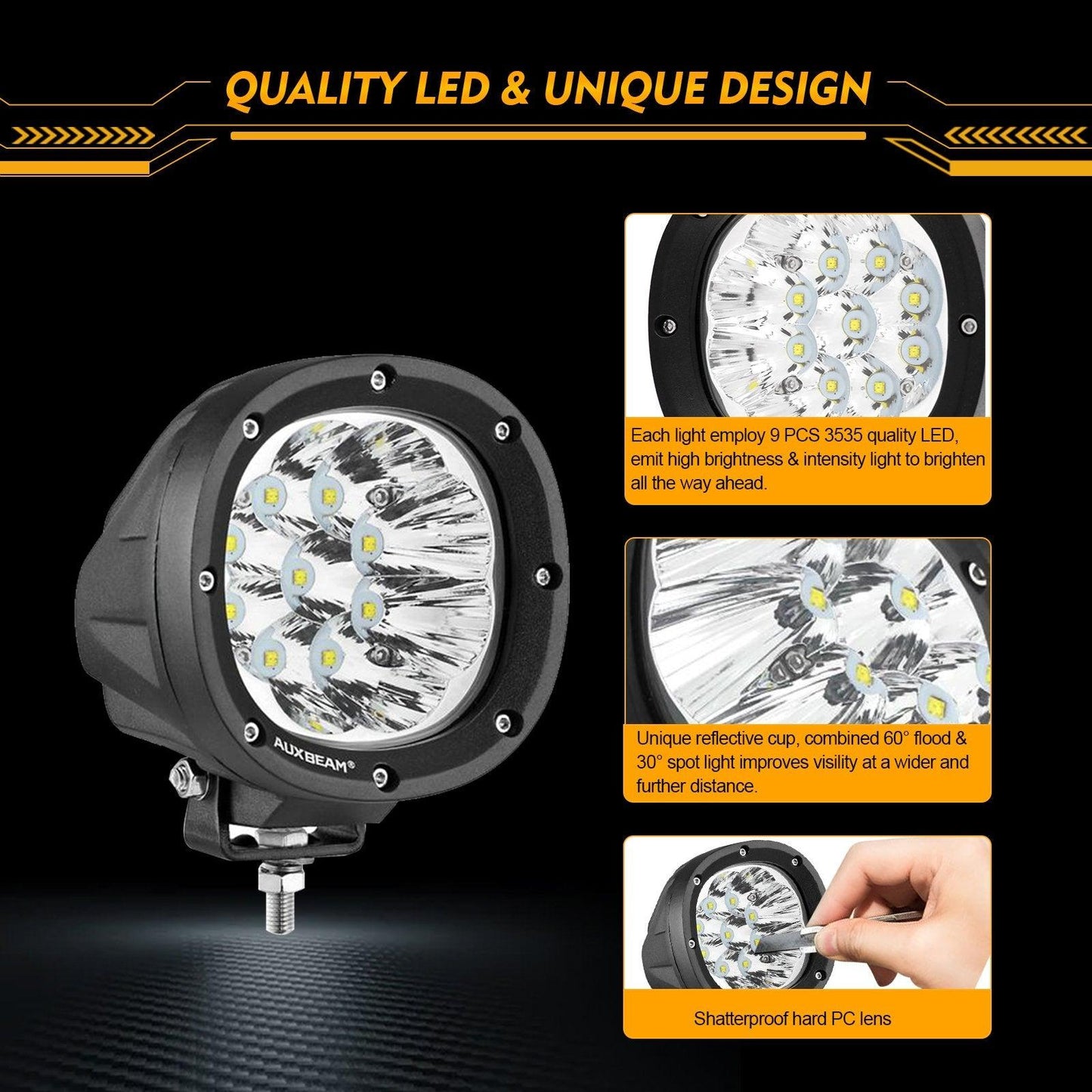 Serie P4 | Luces de conducción LED redondas de 4 pulgadas y 90 W, luces de vaina blancas