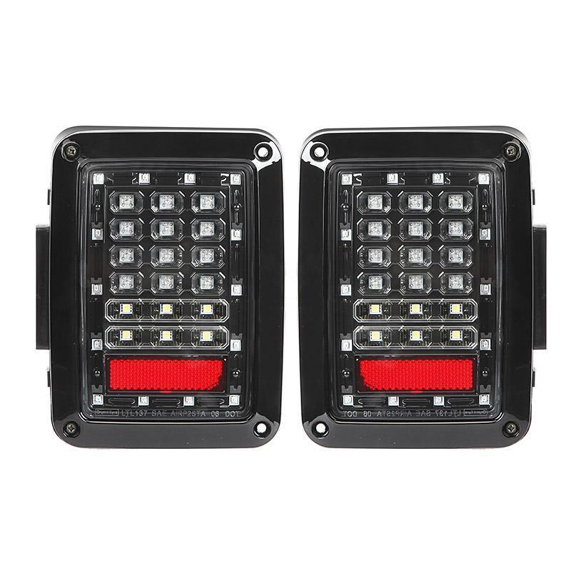 Remplaçant de Phare LED 7'' avec Halo + Feux Anti-Brouillard LED 4'' + Feux Arrière Fumés LED + Clignotants & Feux de Garde pour Jeep Wrangler JK