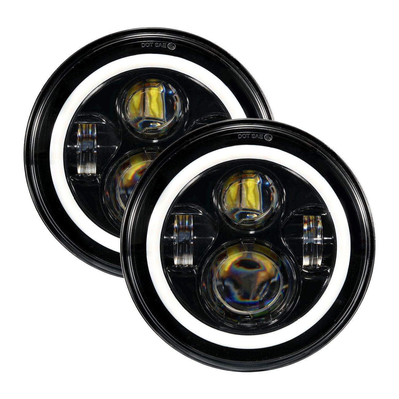7" LED Halo Headlights + 4" Inch LED Fog Lights with DRL + 5D-PRO 52" Straight LED Light Bar + Windshield Mounting Brackets + 18W Spot Beam Pod Lights Set for for Jeep Wrangler JK