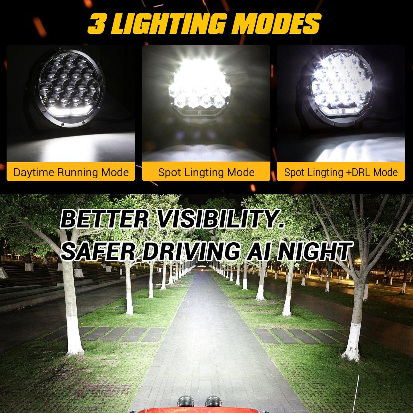 (2 unids/set) luces de conducción LED redondas de 7 pulgadas y 178W para todo terreno