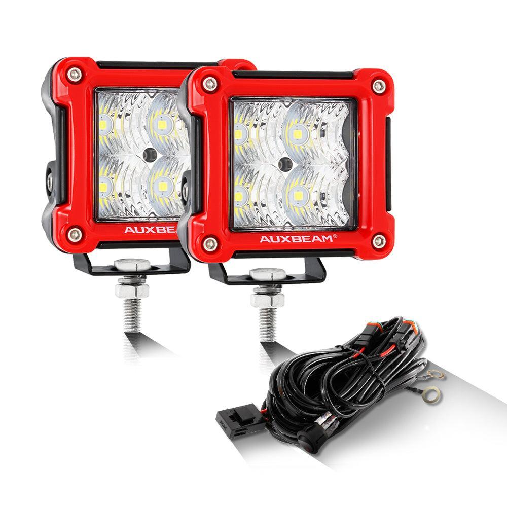 3 Inch LED Pods Light Spot/Flood Beam with Wiring Harness & LED Pod Lights Mounting Brackets Combo for 2014-2021 Polaris RZR 900 1000 & TURBO RI