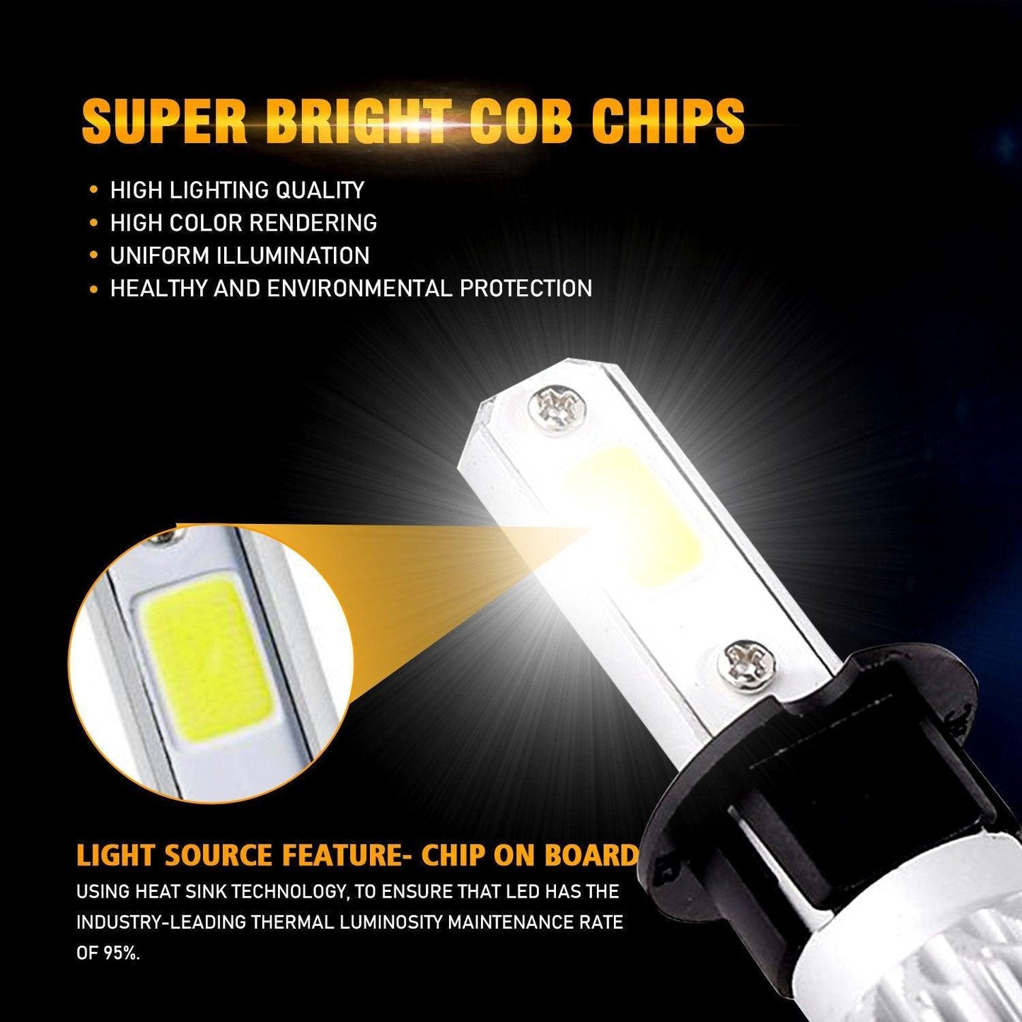 Bombillas de faros LED H3 72W 8000ML Serie S2 Super Brightes COB 6500K Blanco frío | 2 bombillas
