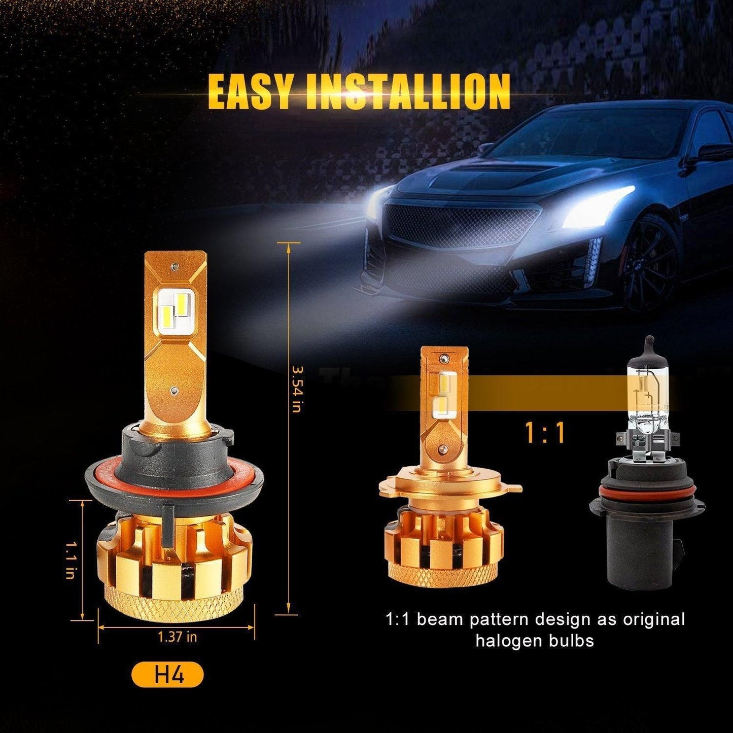 For 2005-2020 Ford F250 Super Duty F-16 Plus Series H13 Built-in Canbus Automotive Grade 14000LM LED Light Bulbs High Low Beam Bundle