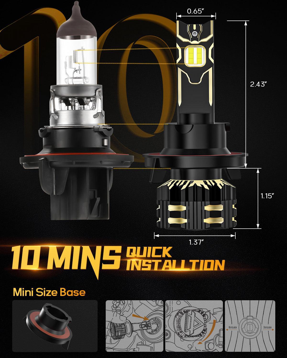 Bombillas LED para faros delanteros H13/9008 120W 25000LM Serie GX Más brillante 6500K Blanco frío | 2 bombillas