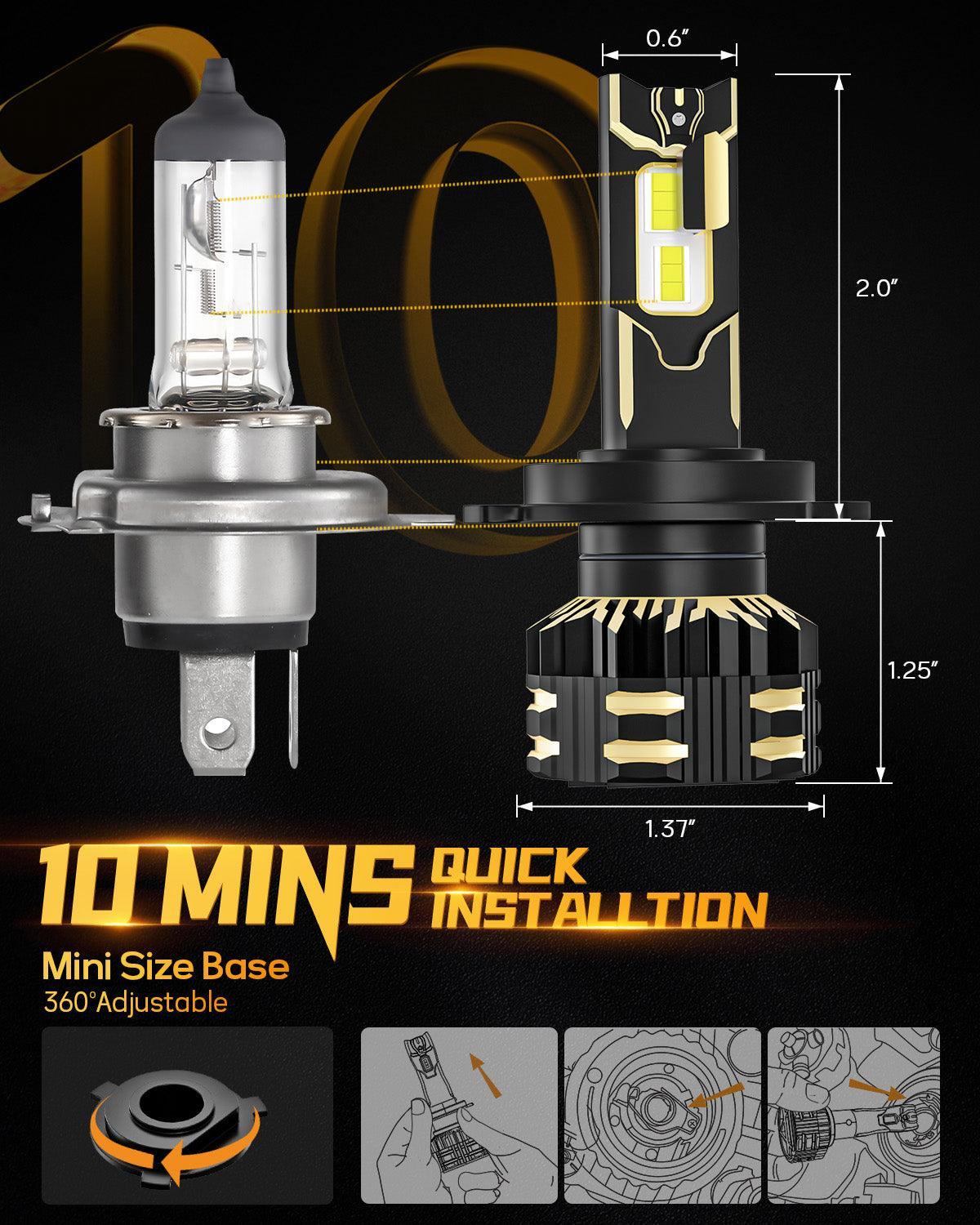 Bombillas LED para faros delanteros H4/9003 120W 25000LM Serie GX Más brillante 6500K Blanco frío | 2 bombillas