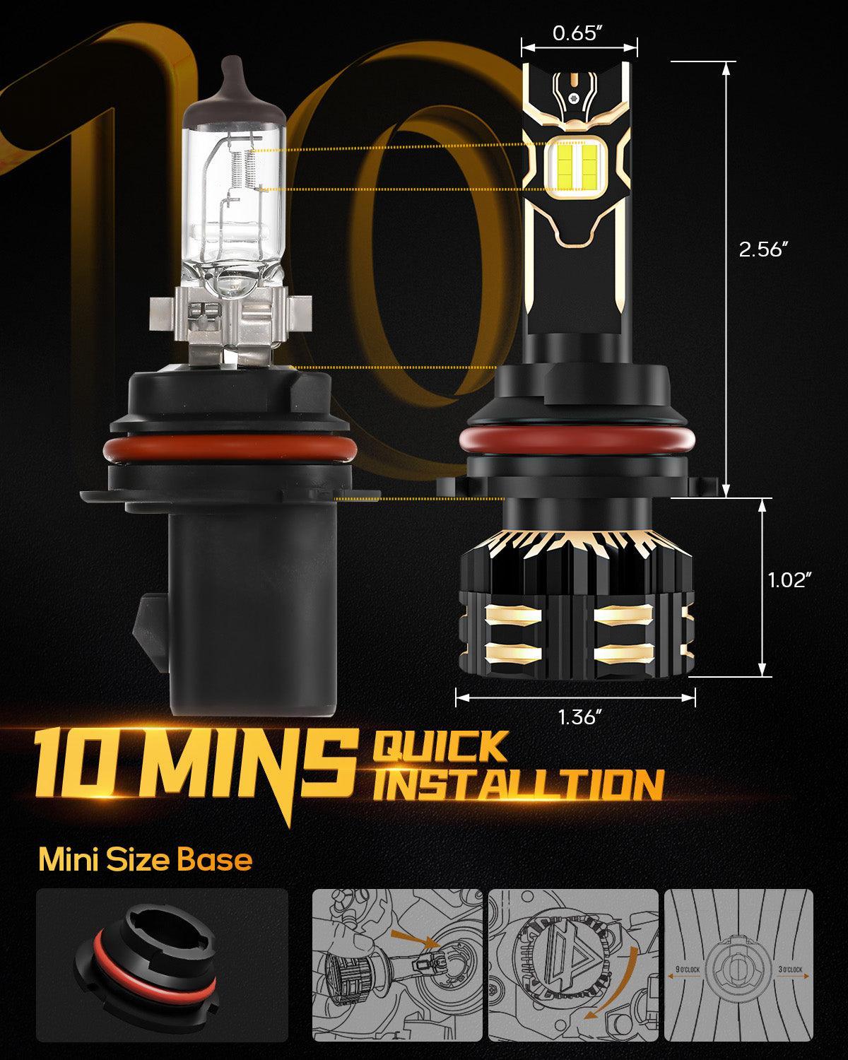 Bombillas LED para faros delanteros 9007/HB5 120W 25000LM Serie GX Más brillante 6500K Blanco frío | 2 bombillas