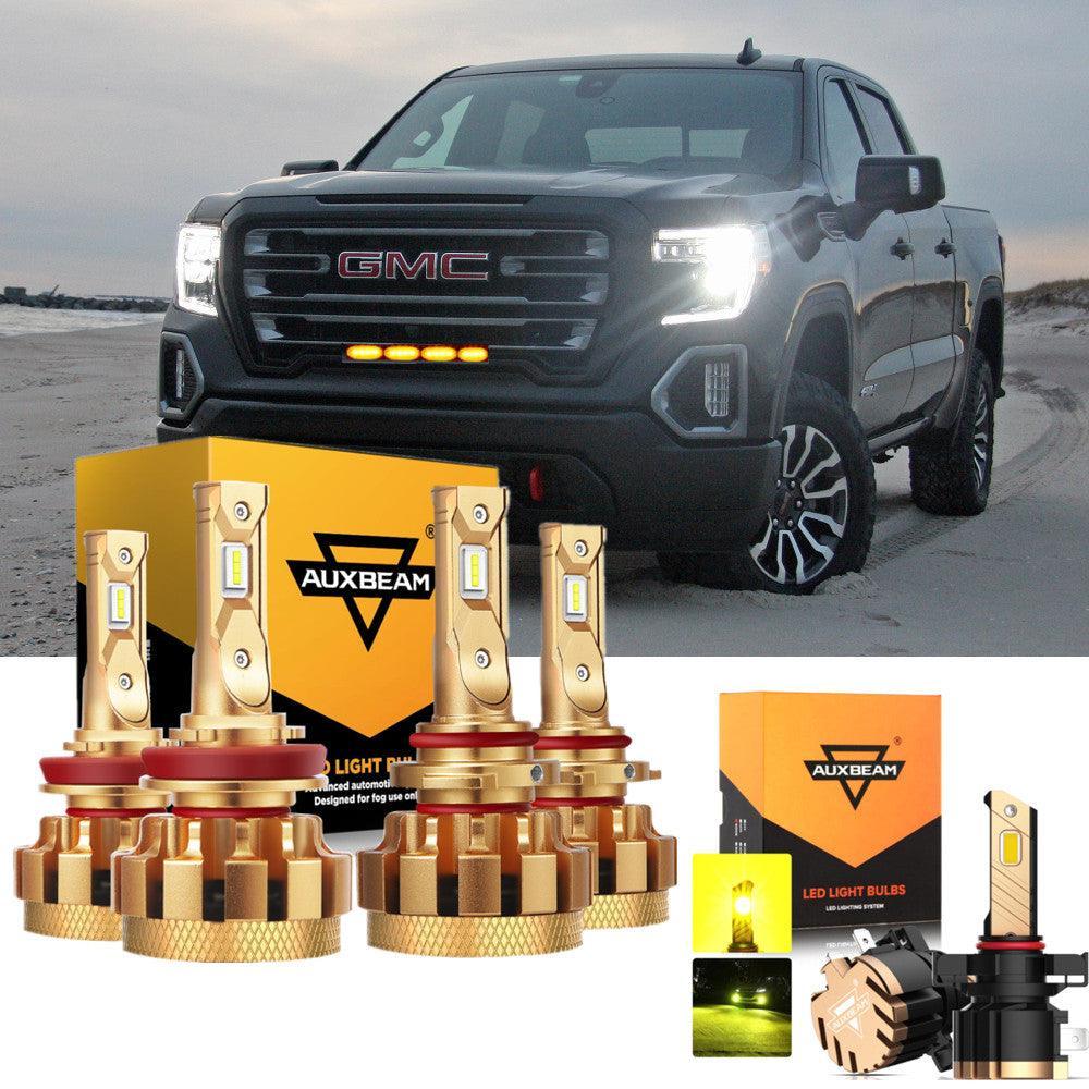 Para 2007-2008 GMC Sierra 1500 (Denali SLE SLT WT) Serie F-16 Plus Bombillas LED Canbus integradas de grado automotriz 14000LM Paquete de haz alto y bajo