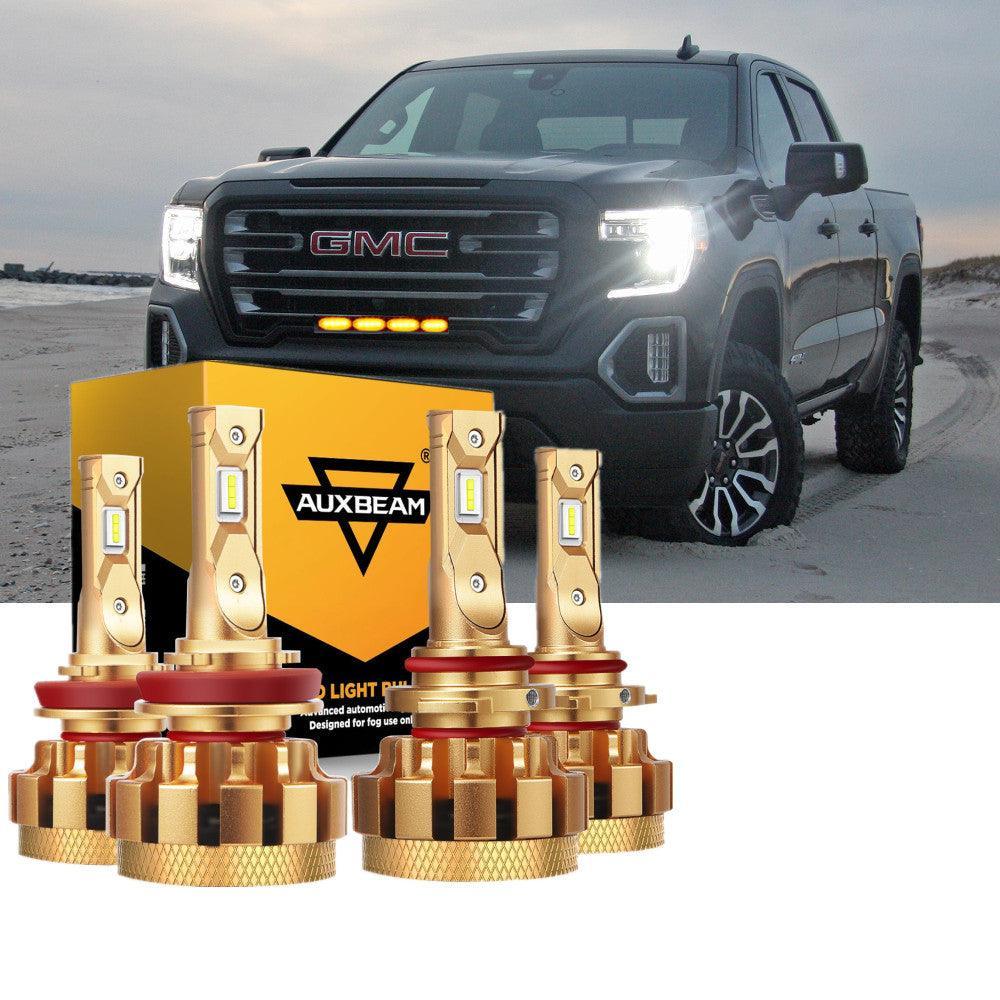 Para 2007-2008 GMC Sierra 1500 (Denali SLE SLT WT) Serie F-16 Plus Bombillas LED Canbus integradas de grado automotriz 14000LM Paquete de haz alto y bajo