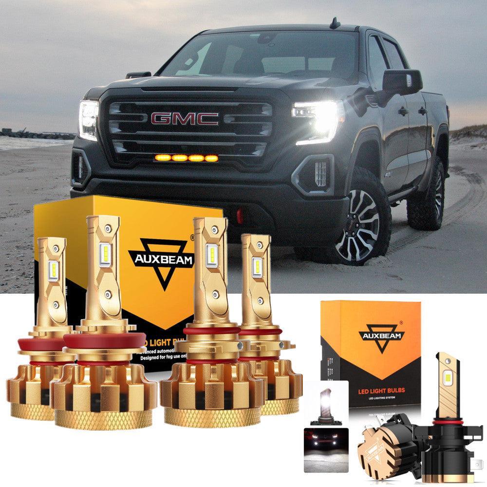 Para 2007-2008 GMC Sierra 1500 (Denali SLE SLT WT) Serie F-16 Plus Bombillas LED Canbus integradas de grado automotriz 14000LM Paquete de haz alto y bajo