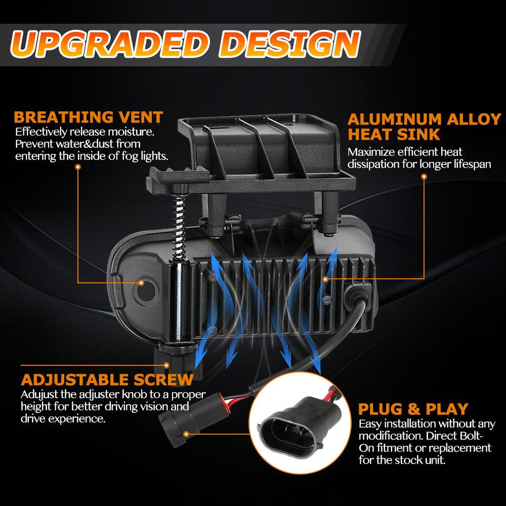 (2pcs/set) 60W Feux Anti-Brouillard LED Homologués pour Chevrolet Silverado 1500/2500 1999 2000 2001 2002
