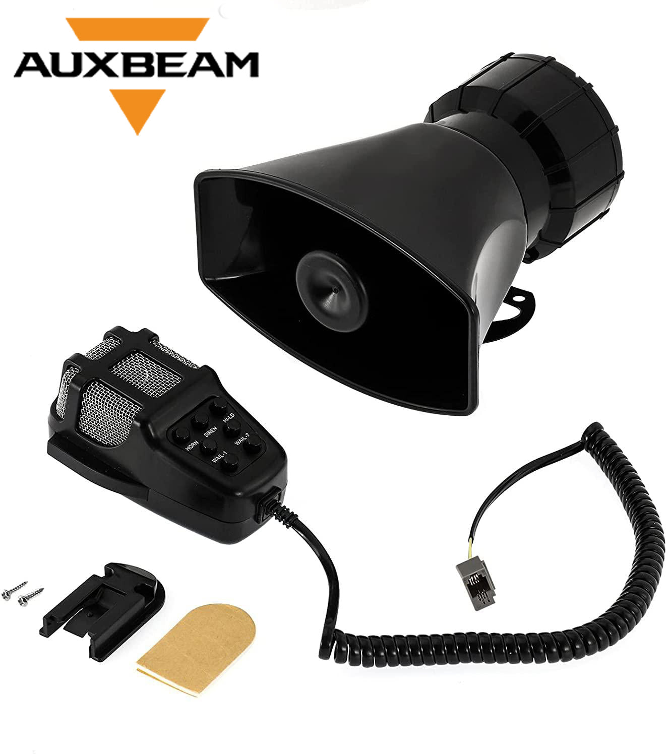 Auxbeam 12V 100W Horns 7 Tone Emergency Warning Siren with Mic PA Speaker