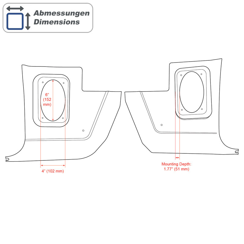 RETROSOUND Kickpanels without R-463N Speakers, 1970-76 MOPAR