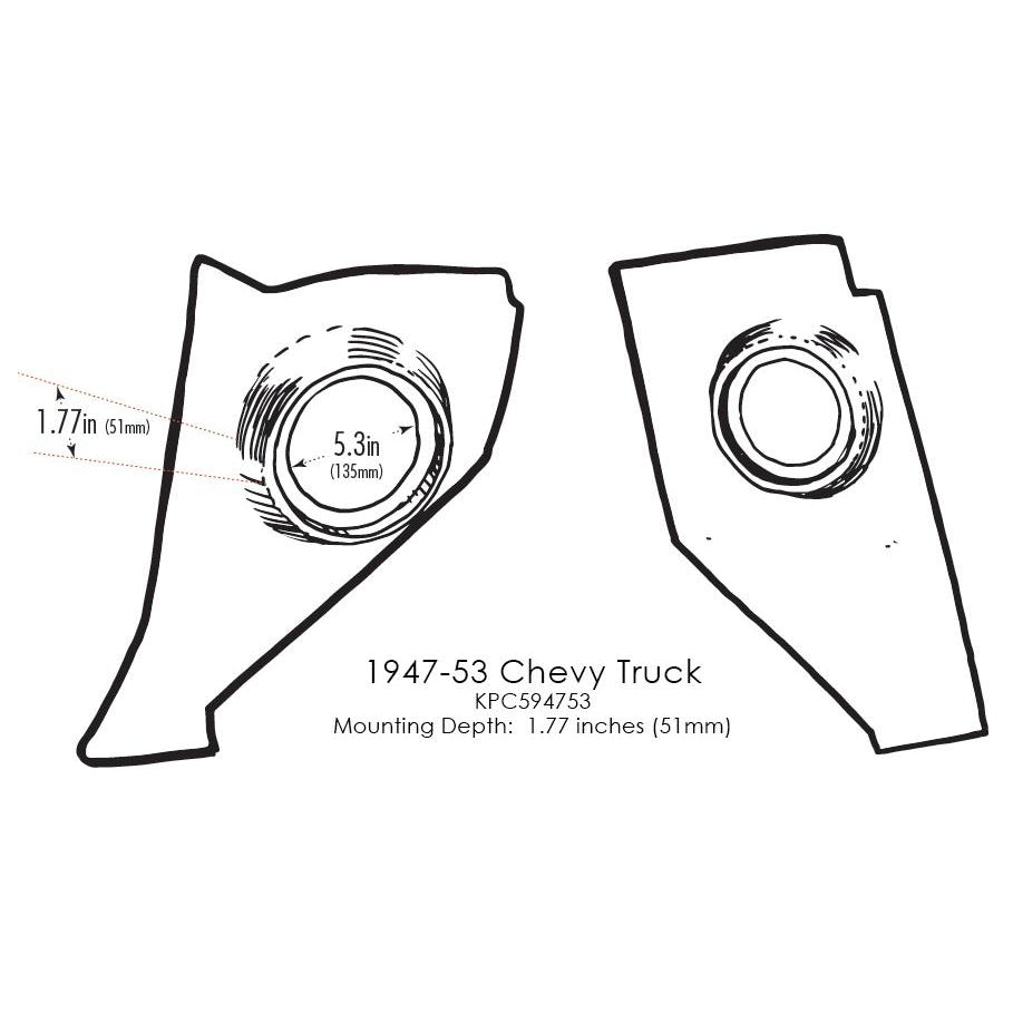 RETROSOUND Kickpanels without S-62 Speakers, Chevrolet Truck (1947-53), black