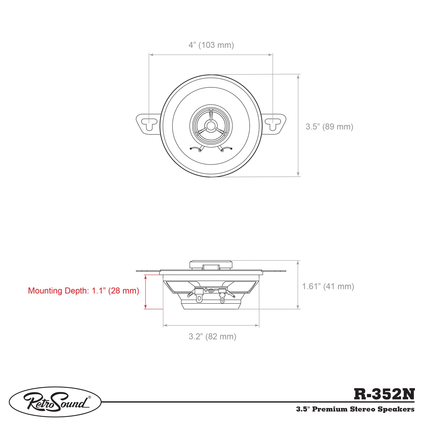 RETROSOUND Speaker 3.5'', 87mm (pair), Neodym