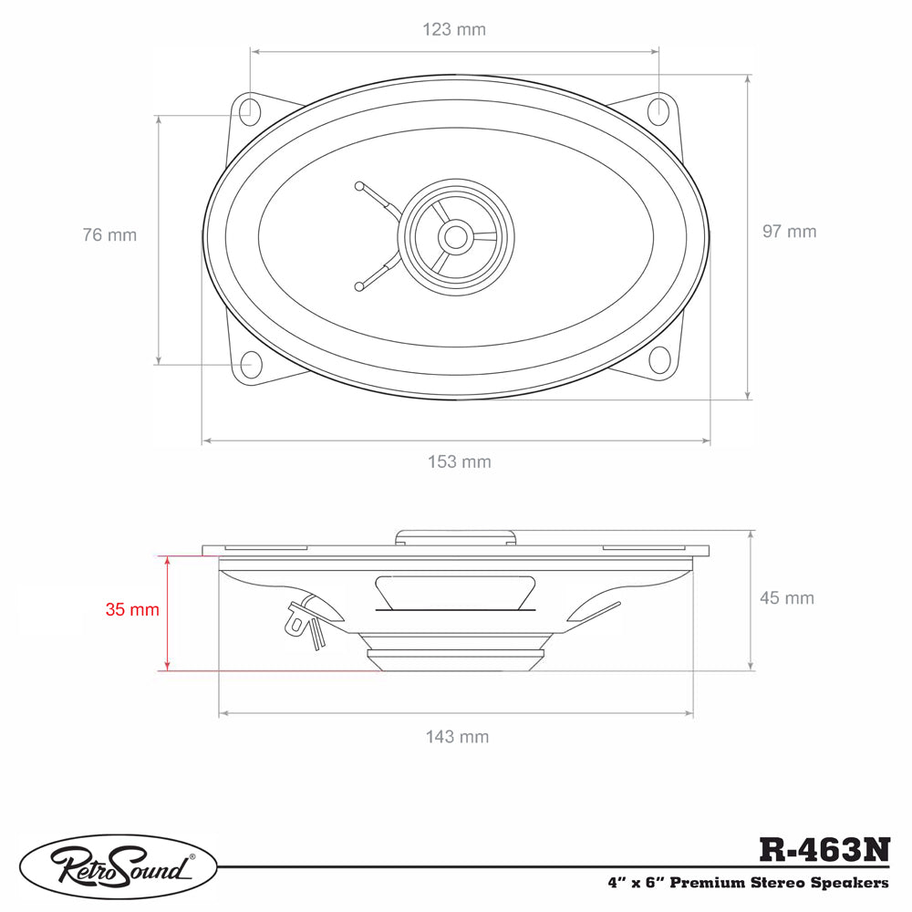 RETROSOUND Speaker 4''x6'', 97 x 153mm (pair), Neodym