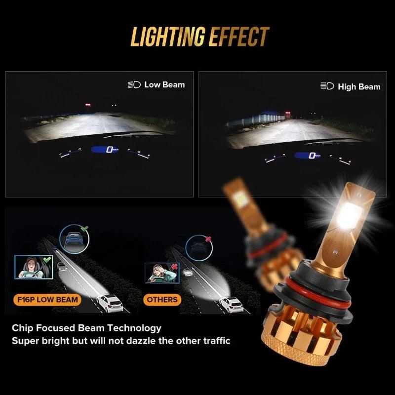 AUXBEAM 70W 6000K 6000LM LED Headlight Bulbs H4 H7 H11H13 9004 9005 9006 9007 9012 Series F-16 plus