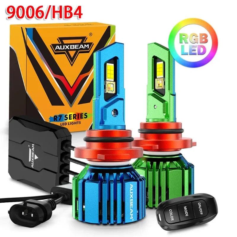 AUXBEAM R7 Series RGB LED Single Copper Tube Headlight Bulb with Remote Control