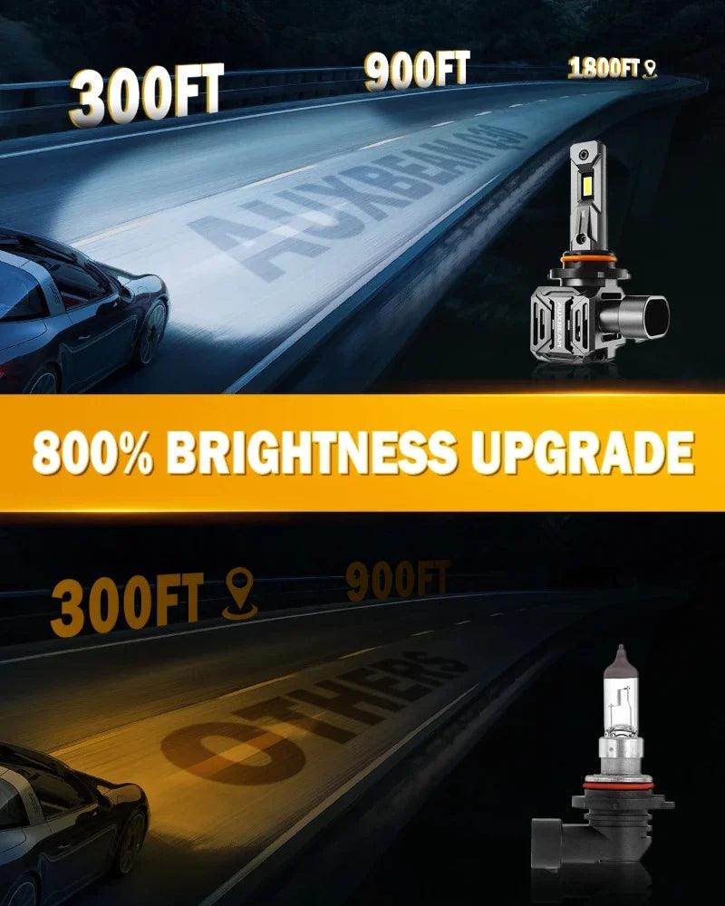 AUXBEAM 110W LED Headlight Bulbs H7 H11 9005 9006 LED Bulbs 24000LM 6500K Cool White Integrated LED Light Bulb Q30 SERIES