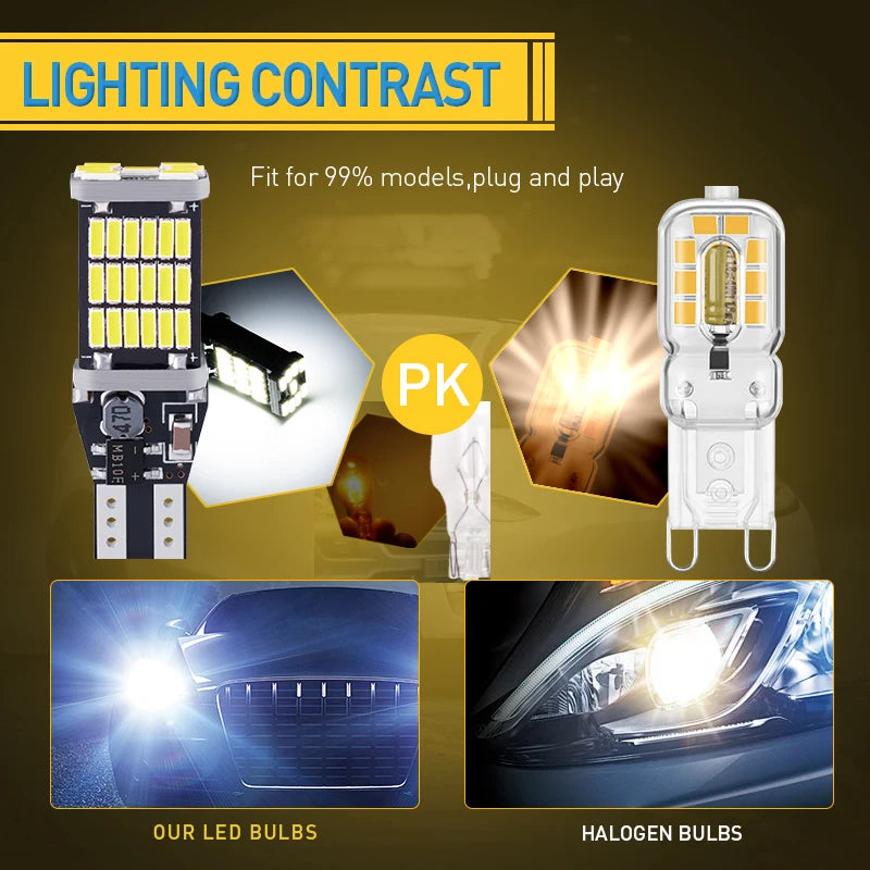 10pcs T15 Super Bright LED Reverse Light - 45 SMD 4014, CanBus Compatible 12V Multi-Color (White, Red, Blue) Car Park Light