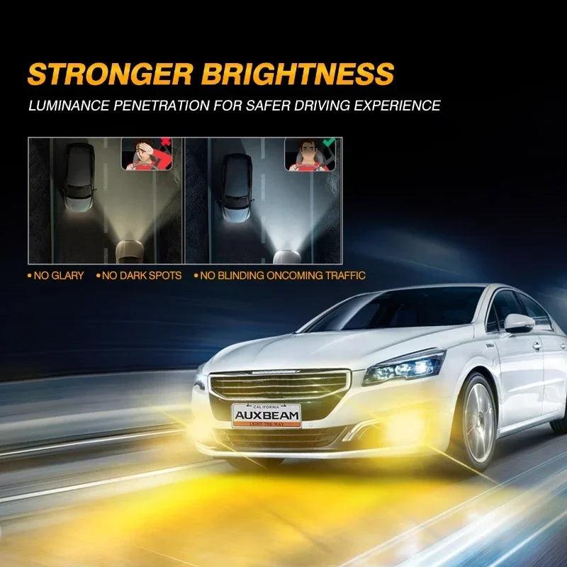 AUXBEAM 1pair 3570 Chip Integrated LED Car Headlight Fog Light Bulbs (White/Yellow Light)