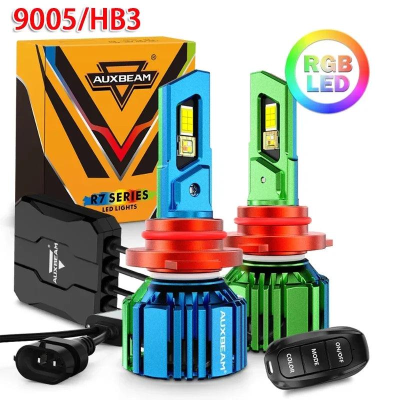 AUXBEAM R7 Series RGB LED Single Copper Tube Headlight Bulb with Remote Control