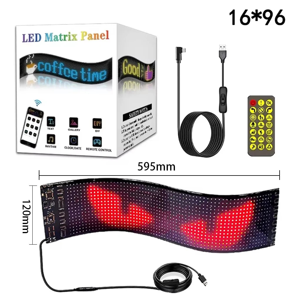 Truck Eye Led Display Car Sign Animation Led Matrix Panel Bluetooth App Control Programmable Flexible Screen Led Car Light